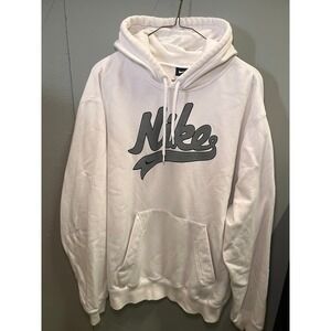 Vintage Nike Sweatshirt Mens Small FELT White Pullover Logo Hoodie